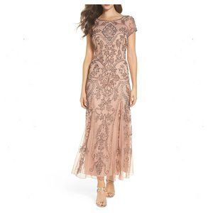 NWT Pisarro Nights d1406 Champagne  Sequin Gown